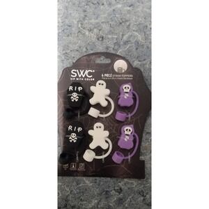 Halloween‎ Coffin, Mummy, Skull 6 peice straw toppers